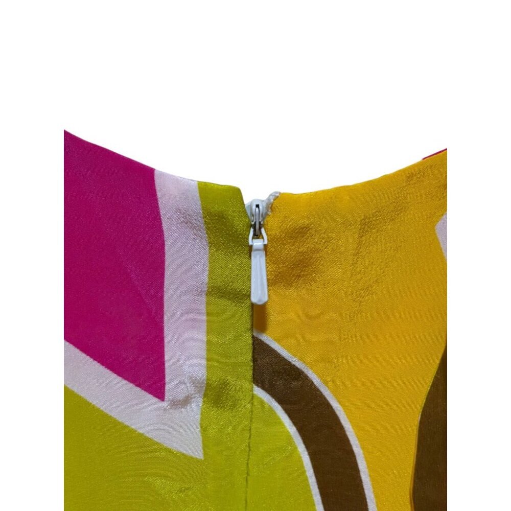 Vintage Maggy London Silk Mini Dress 8 Geometric Color Block 100% Silk Resort - Picture 6 of 8